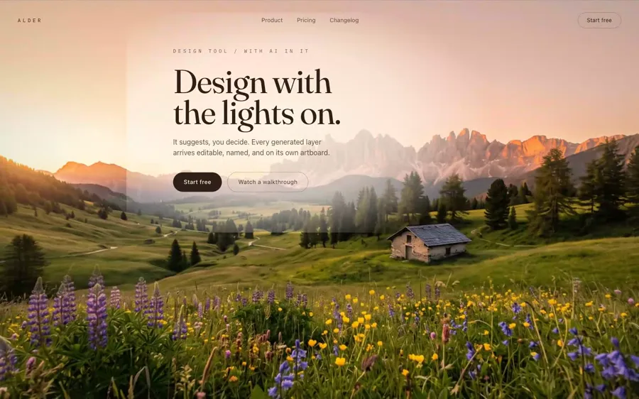 Alder — AI Design Tool landing page