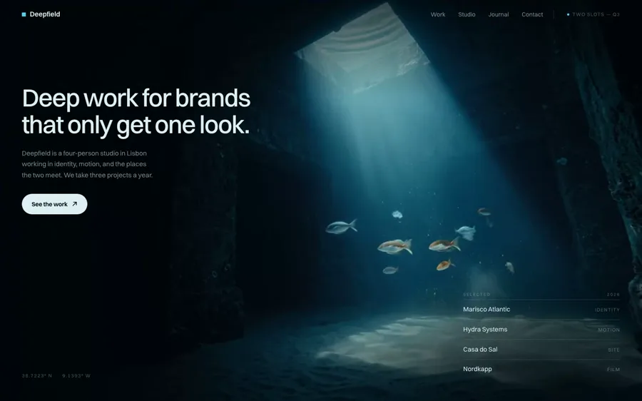 Deepfield — Creative Studio hero section