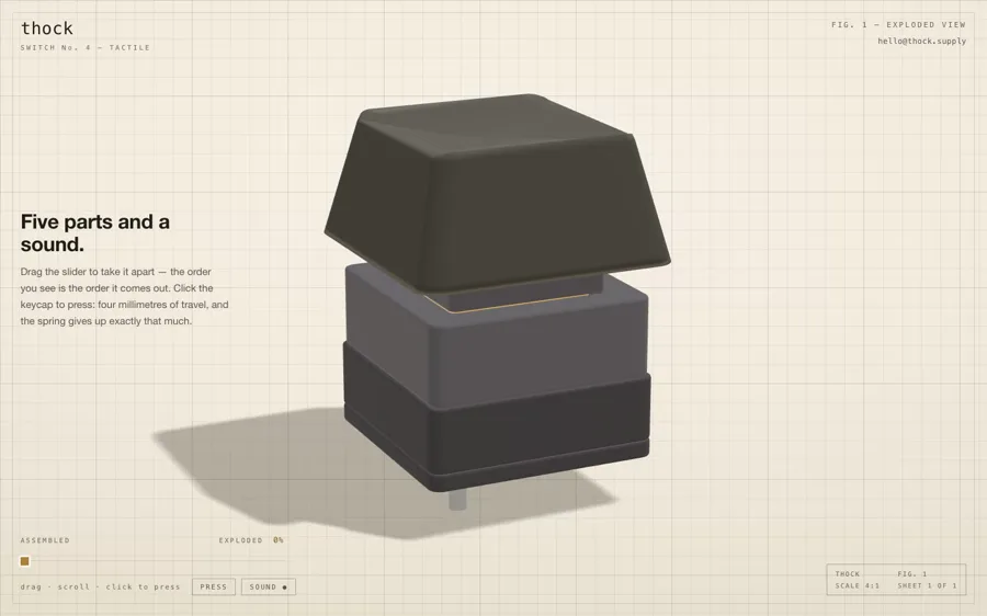 Thock — Exploded View 3d section